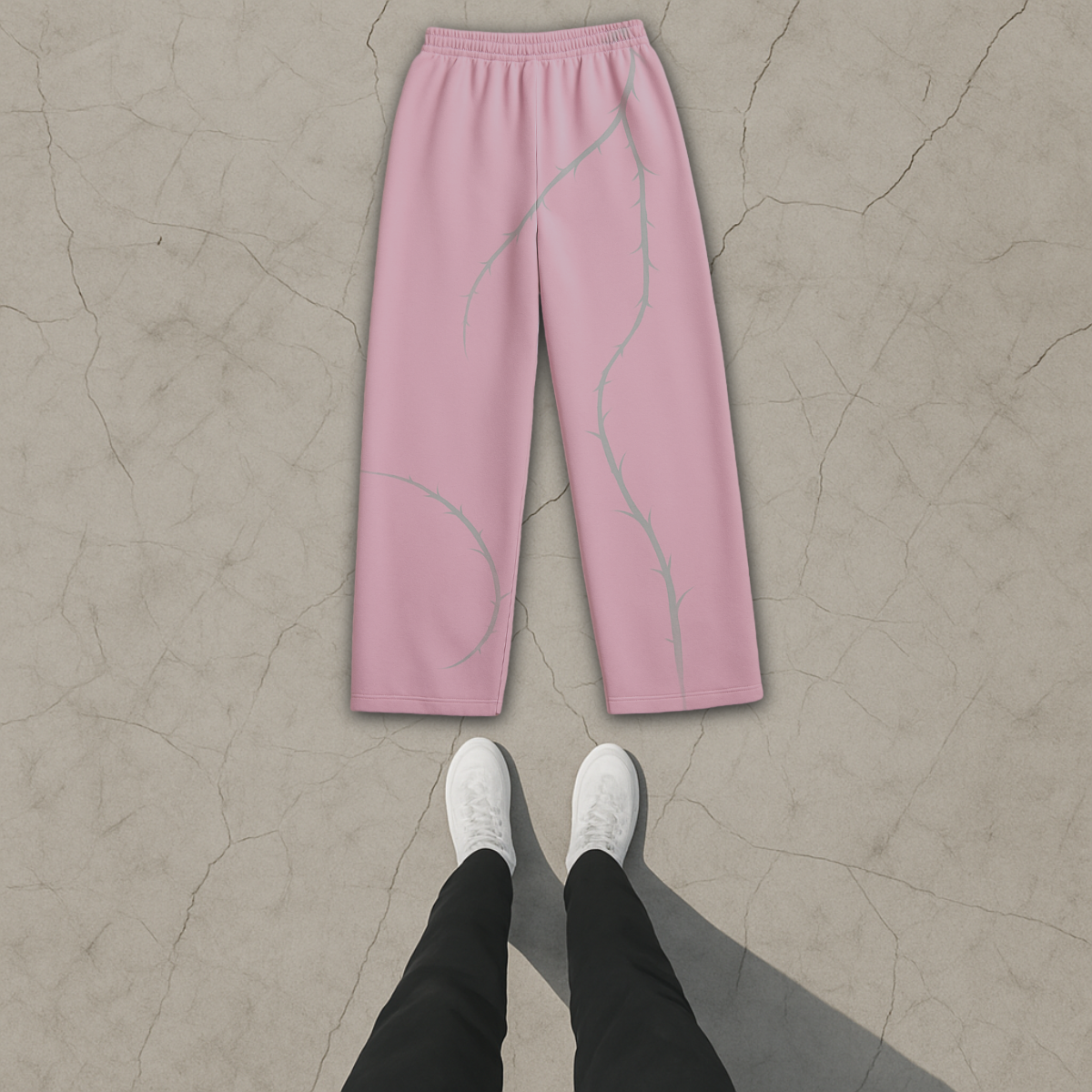 Thorn Baggy uncuffed Sweatpant - Pink - No Man Left