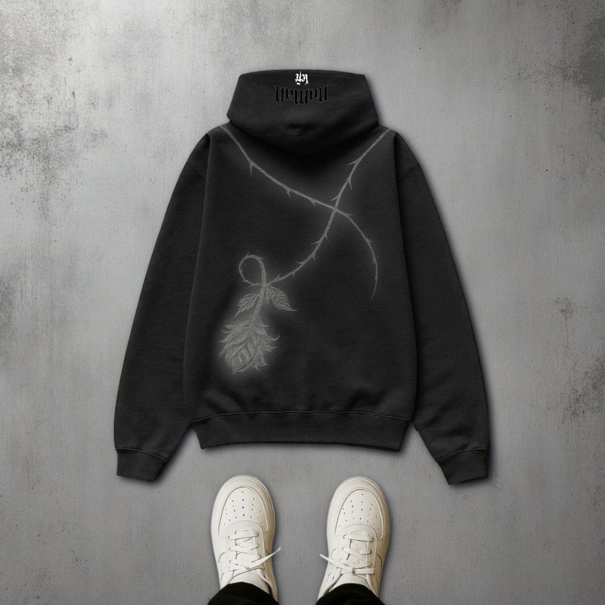 NOMAN Thorn Baggy Pullover Hoodie - Black - No Man Left