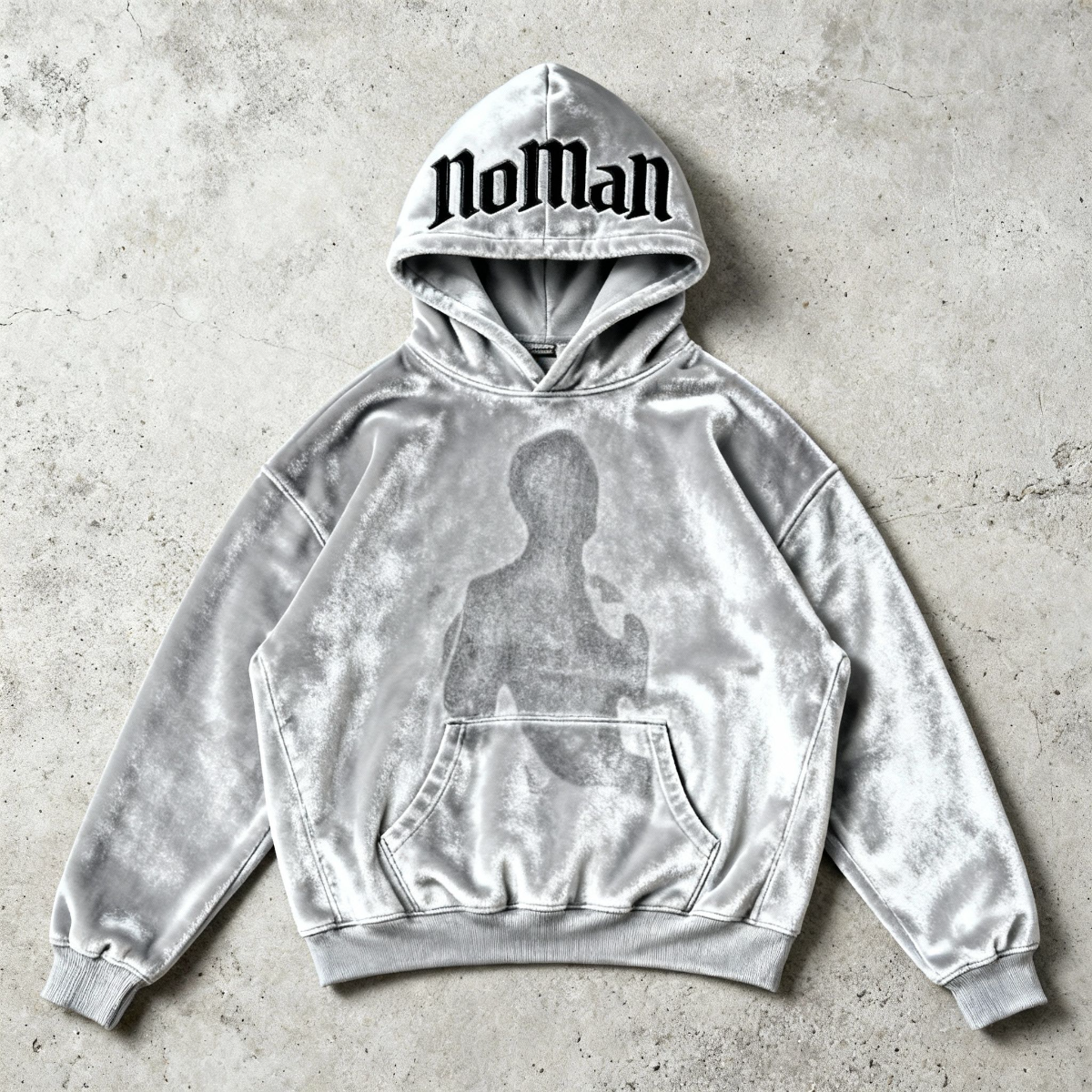 NOMAN AURA - Silver Velvet Hoodie