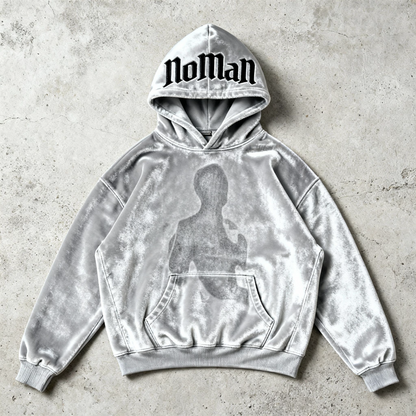 NOMAN AURA - Silver Velvet Hoodie