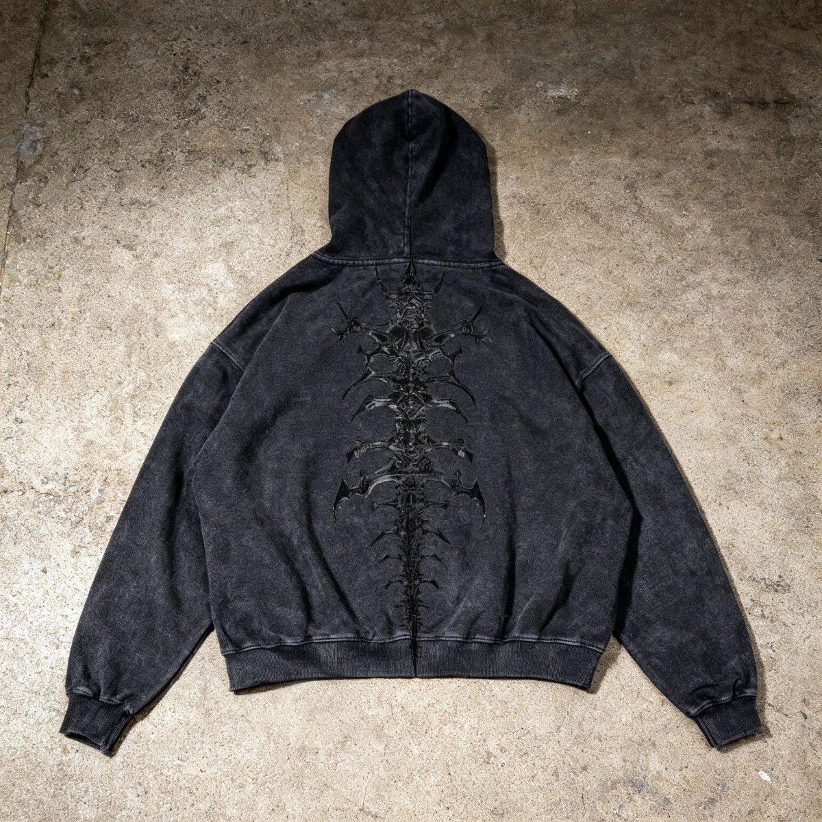 NOMAN BONES - Washed Black Hoodie