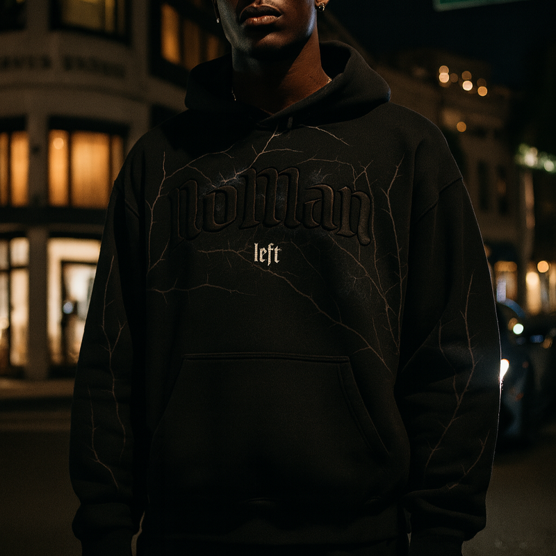 NOMAN Thorn Baggy Pullover Hoodie - Black - No Man Left
