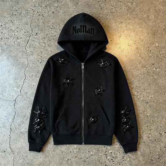 NOMAN EYES - Embossed Zip Hoodie