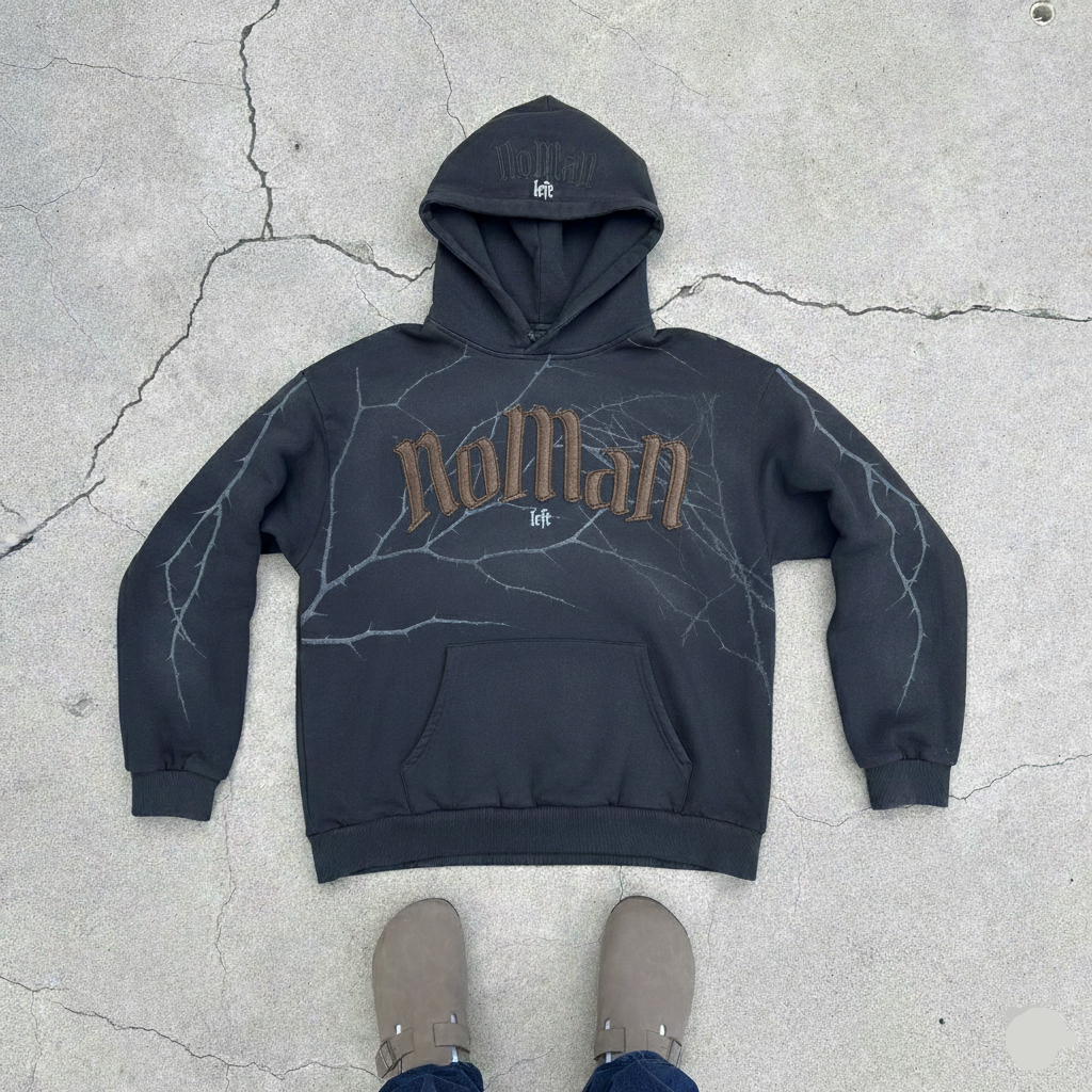 NOMAN Thorn - Dark Gray Baggy Hoodie