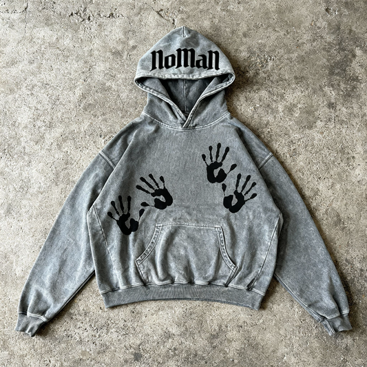 NOMAN HANDS- Oversized Washed Hoodie