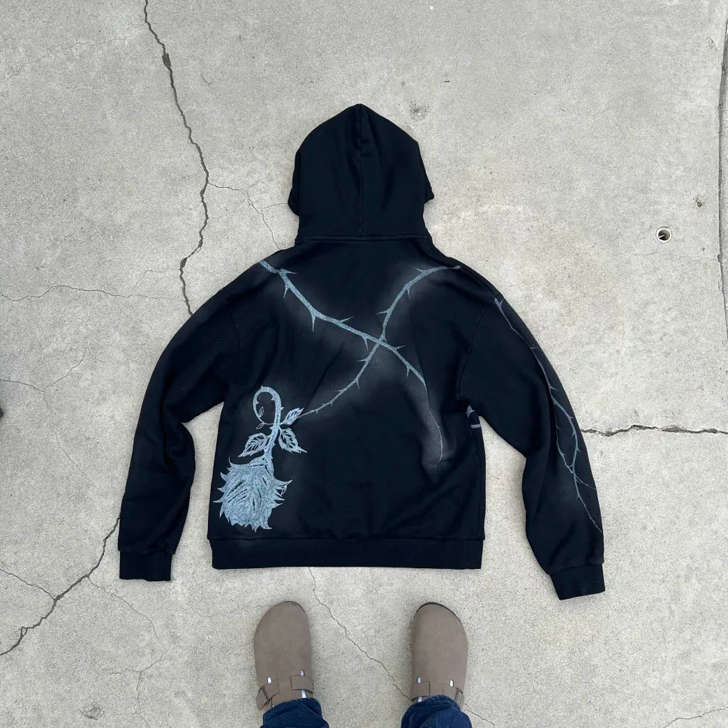 NOMAN Thorn - Black Baggy Hoodie