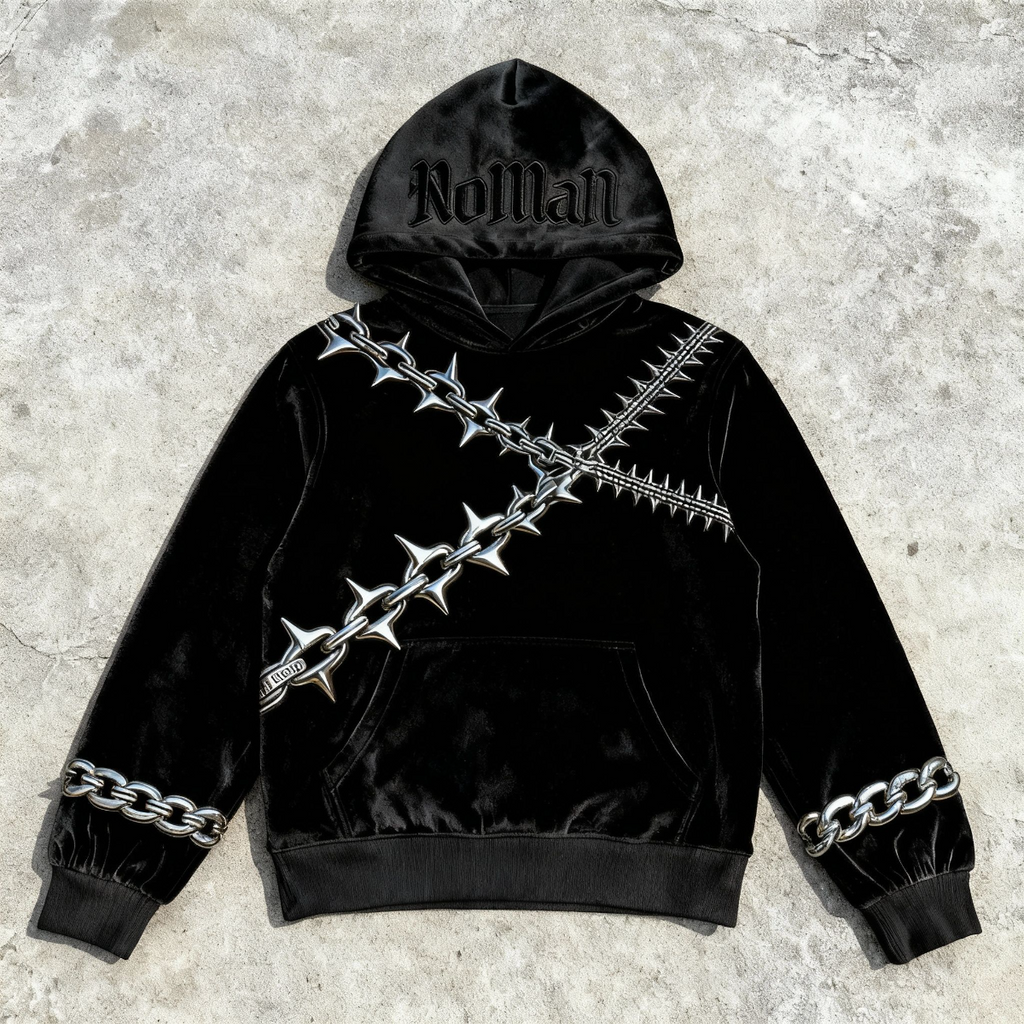 NOMAN SPIKES - Velvet Barbed Hoodie