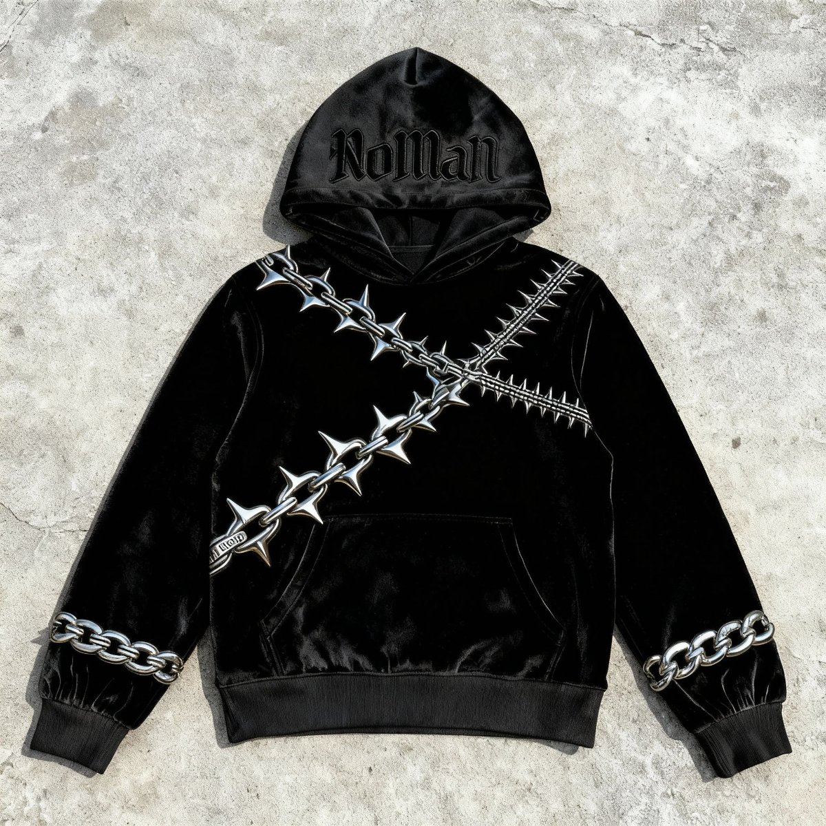 NOMAN SPIKES - Velvet Barbed Hoodie