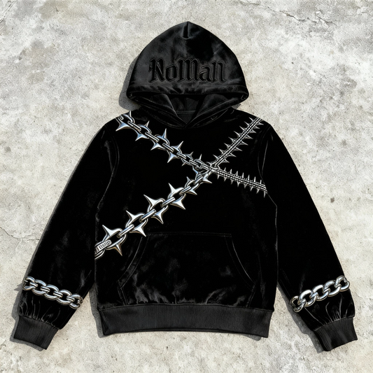 NOMAN SPIKES - Velvet Barbed Hoodie