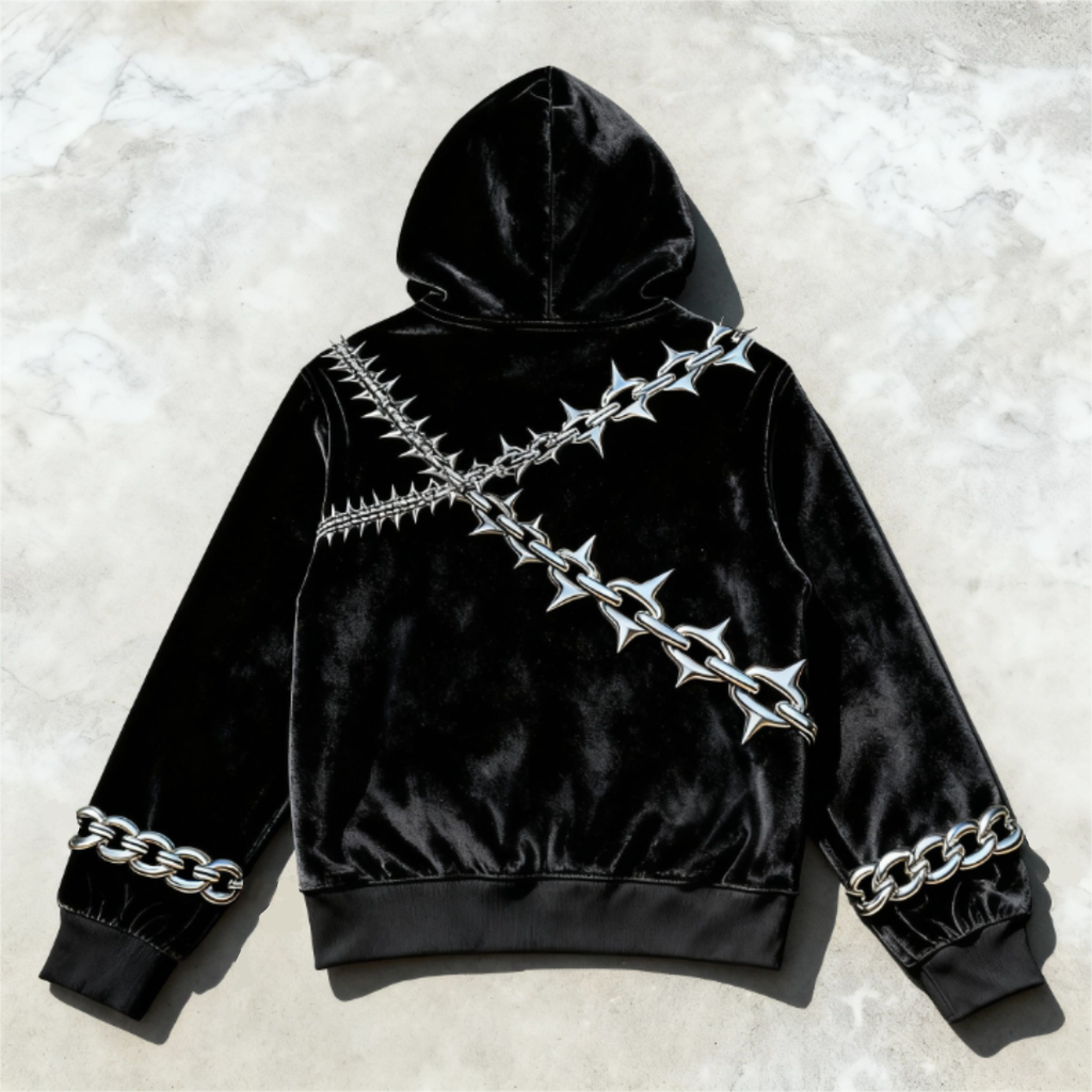 NOMAN SPIKES - Velvet Barbed Hoodie