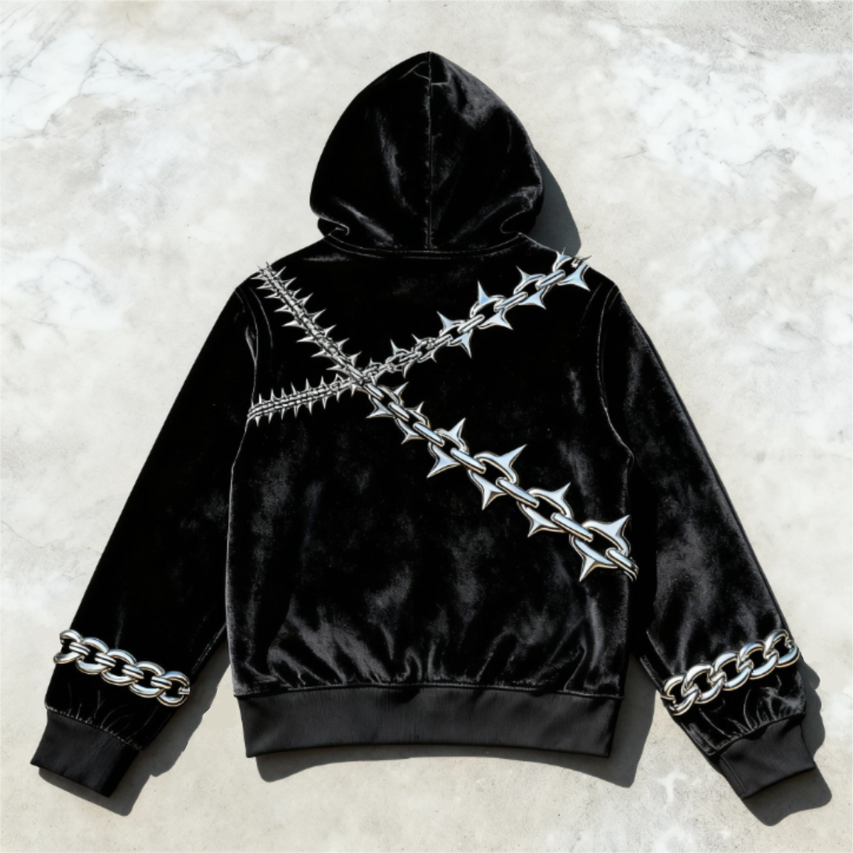 NOMAN SPIKES - Velvet Barbed Hoodie