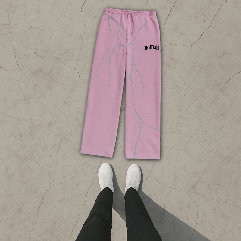 Thorn Baggy uncuffed Sweatpant - Pink - No Man Left