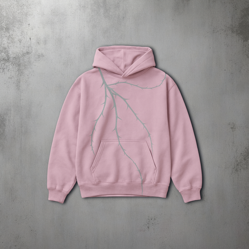 Thorn Baggy Pullover Hoodie - Pink