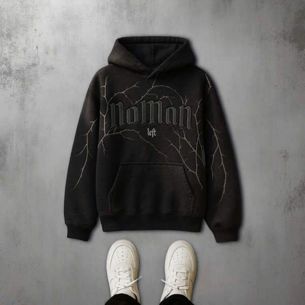 NOMAN Thorn Baggy Pullover Hoodie - Black - No Man Left