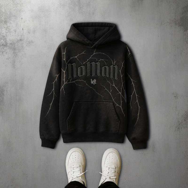 NOMAN Thorn Baggy Pullover Hoodie - Black - No Man Left