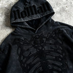 NOMAN BONES - Washed Black Hoodie - No Man Left