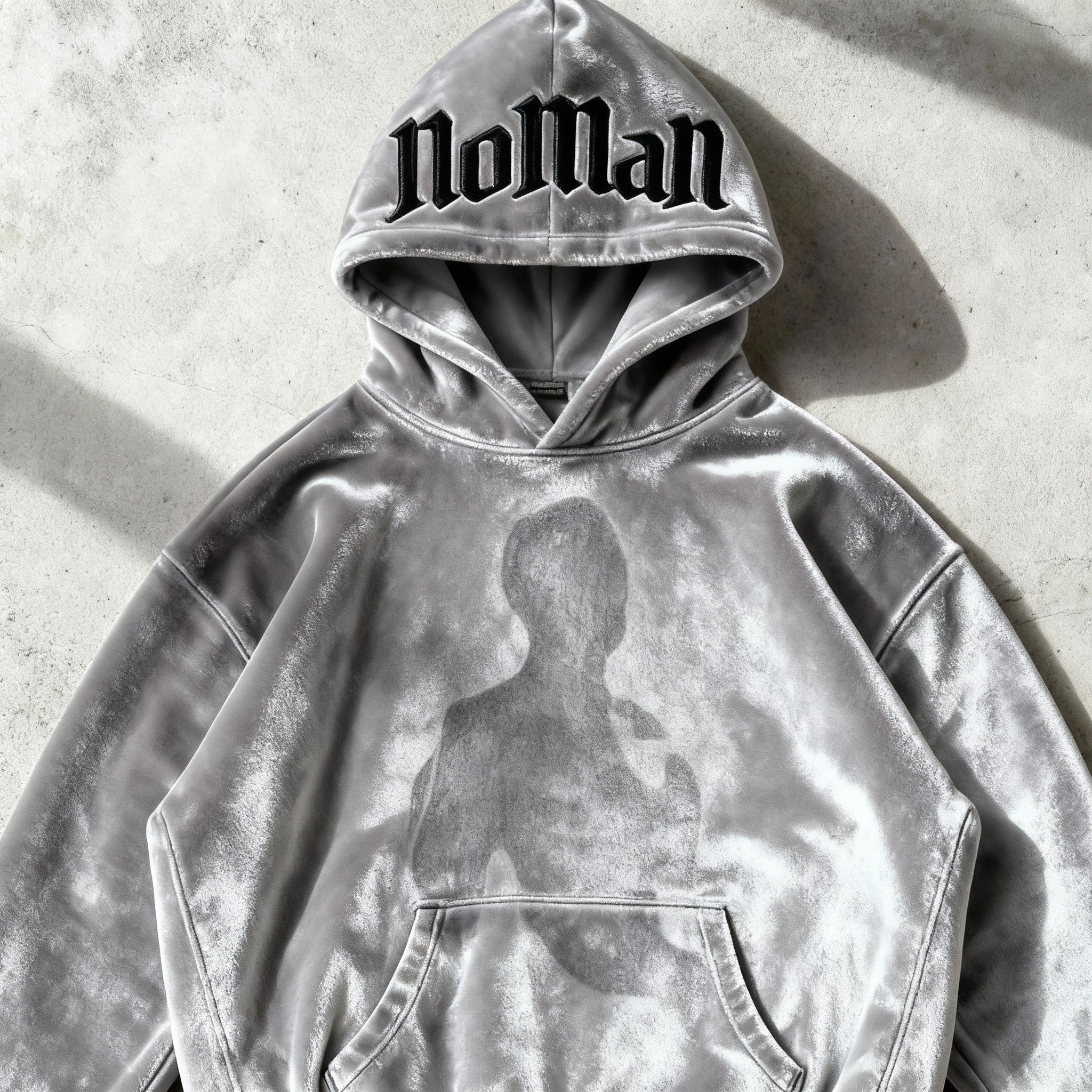 NOMAN AURA - Silver Velvet Hoodie