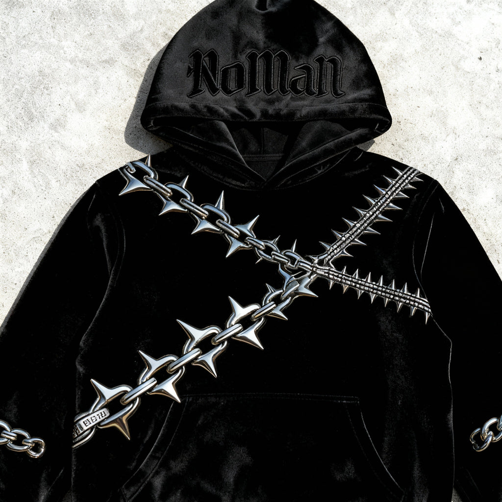NOMAN SPIKES - Velvet Barbed Hoodie