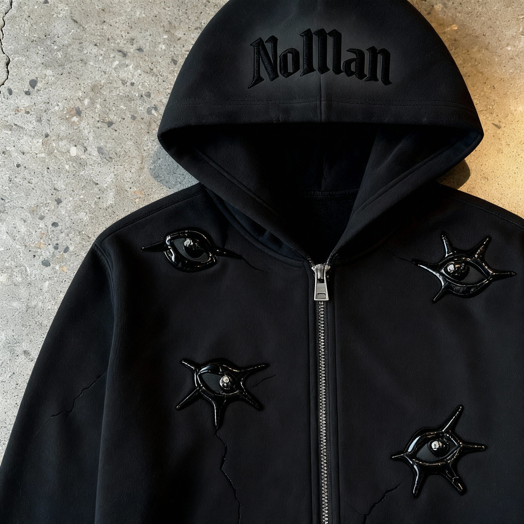 NOMAN EYES - Embossed Zip Hoodie